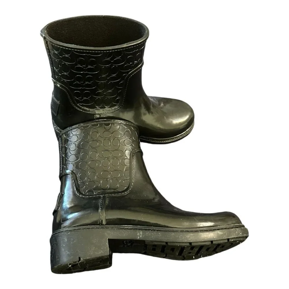 Coach | Signature Rain Rubber Low Top Boots in Black | 6